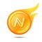 Flaming namecoin symbol, icon, sign, emblem. Vector illustration
