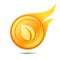 Flaming peercoin symbol, icon, sign, emblem. Vector illustration
