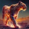 Flaming Puma Panther Imaginary Beautiful Animal Illustration