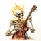 Flaming Skeleton Guitarist: Neoclassical Figurative Realism Artwork