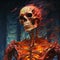 Flaming Skeleton: A Meticulously Detailed Post-impressionism Masterpiece