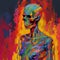 Flaming Skeleton A Vibrant Fauvism Painting Inspired By Kanye West