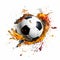 Flaming Soccer Ball: Eye-catching Decorative Painting On White Background