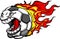 Flaming Soccer Ball Screaming Face Cartoon