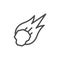 Flaming space object line outline icon