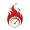 Flaming speed gauge vector icon in abstract style on the white background