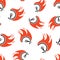 Flaming speedometer sign icon seamless pattern background. Accelerate vector illustration on white isolated background. Motion