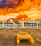 Flaming sunset on a pedal boat on the Beach