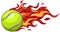 A flaming tennis ball on fire flying through the air