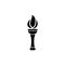 Flaming Torch, Olympic Ceremonial Fire. Flat Vector Icon illustration. Simple black symbol on white background. Flaming Torch,