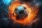 Flaming Victory: Soccer Ball Surrounded by Fiery Energy
