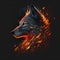 Flaming Wolf Head. Generative AI