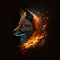 Flaming Wolf Head. Generative AI