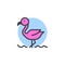 Flamingo on the beach filled outline icon