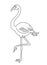 Flamingo bird. Editable outline stroke. Vector line illustration.