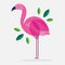 Flamingo bird feather foliage nature fauna flora design