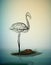 Flamingo bird look like tree branches with the nest, birds extinction concept,