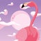 Flamingo bird moon background