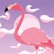 Flamingo bird moon background