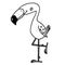 Flamingo bird outline black and white cartoon