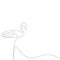 Flamingo birds line draw. Wild animal line drawing vector illustration