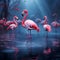 Flamingo birds standing in the water