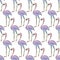 Flamingo colorful rainbow bird. Beautiful seamless pattern