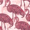 Flamingo decorated with oriental ornaments on grunge background.