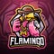 Flamingo games esport mascot logo