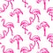 Flamingo hot pink outline sketch seamless vector texture.