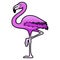 Flamingo icon, tall pink bird with long legs and neck