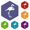 Flamingo icons set