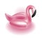 Flamingo inflatable ring. Cartoon 3d pink flamingo. Realistic inflatable swimming pool ring. Pool beach party. Summer