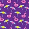 flamingo lifebuoys on swimming pool background. Editable vector illustration wallpaper for textile. Beach umbrella