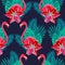 Flamingo lilies colorful seamless pattern