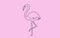 Flamingo Line Art Drawing on a Pink Background