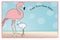 Flamingo mother and baby chick card