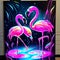 Flamingo painting on the wall of the building. Abstract background. AI generated