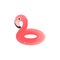 Flamingo shaped inflatable ring isolated on white background