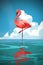 Flamingo standing on the sea against summer blue sky