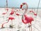 Flamingo statue on the beach in Chonburi Thailand
