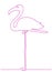 Flamingo staying on one leg continuous line drawing element isolated on white background.