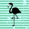 Flamingo on stripey background