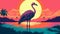 Flamingo At Sunset: Vibrant Vector Graphic By Ani