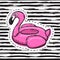 Flamingo swim ring. Pool float. Inflatable pink flamingo. Swimming circle. Summer print, sticker, badge, fashion patch