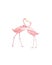 Flamingo wedding invitation, greeting card with pink flamingos. Beautiful watercolor illustration of love birds