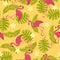 Flamingos exotic seamless pattern