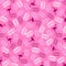 Flamingos and fern leaves on pink background