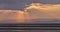 Flamingos on Lake Natron at sunset. Tanzania. Africa