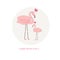 Flamingos. Mother flamingo and baby flamingo.Mother`s day greeting card